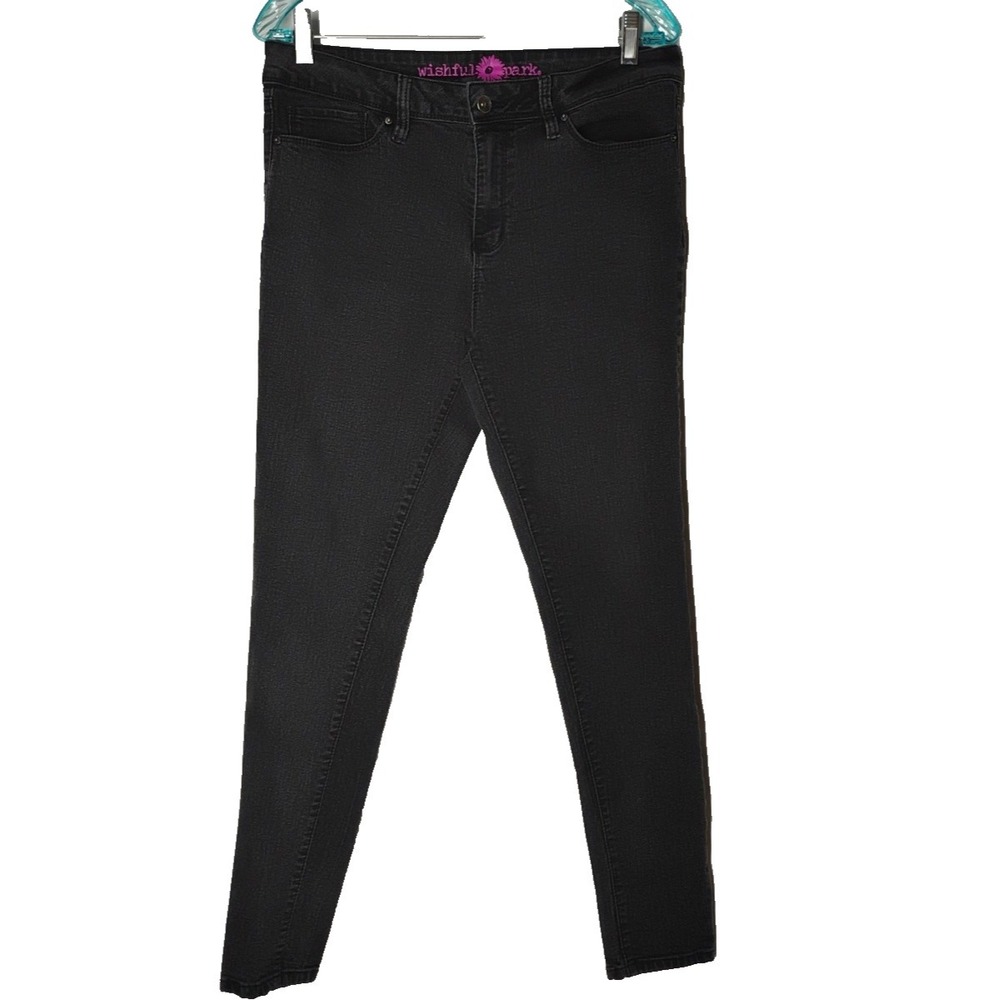Wishful Park Women's Juniorsโ 13 (31x28) Skinny Leg Black Denim Jeans